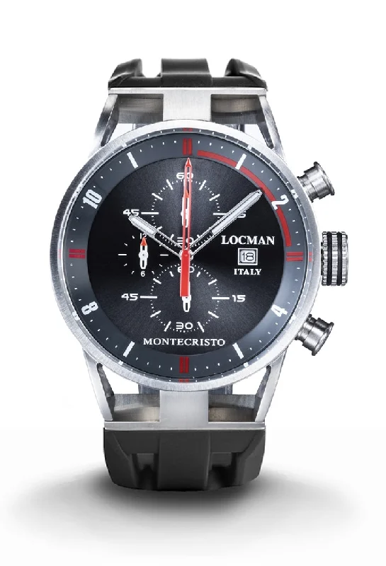 Men's Everyday Wear Design Sports Watches-Locman Montecristo Chrono antracite silicone nero 0510A07S-00GYRDSK