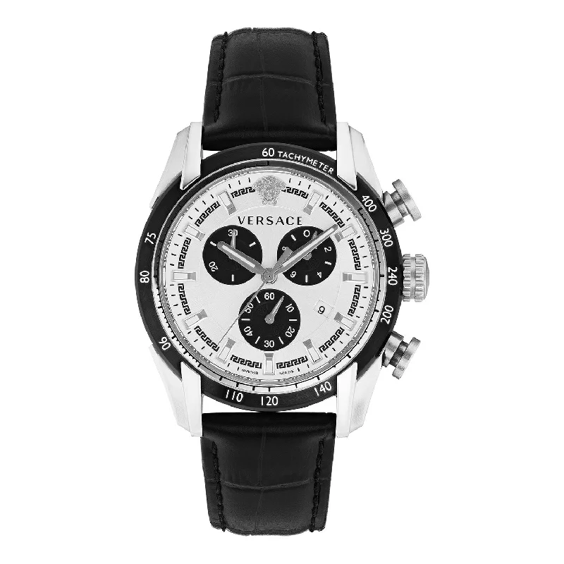 Men's Swiss Winter Edition-Versace V-Ray Men's Black White Chronograph Watch VE2I00821