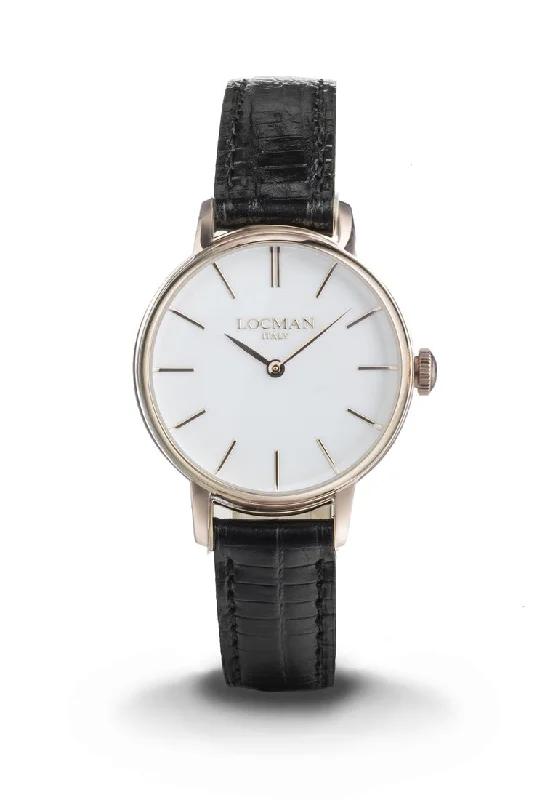 Women's Occasional Style Mechanical Watches-Locman 1960 donna bianco dorato rosa pelle nera 0253R08R-RRWHRGPK Women's Occasional Style Mechanical Watches-Locman 1960 donna bianco dorato rosa pelle nera 0253R08R-RRWHRGPK