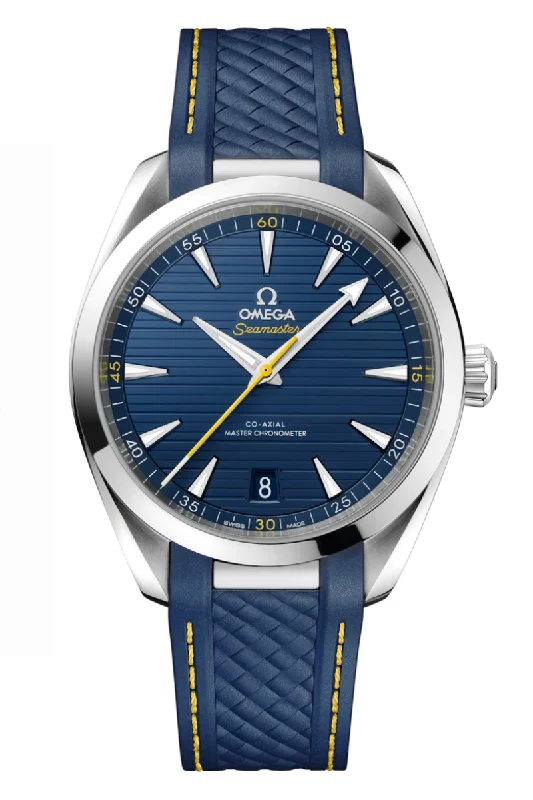 Men's Thin Case Dress Watches-Omega Seamaster Aqua Terra 150M Co‑Axial Master Chronometer Armand Duplantis 220.12.41.21.03.009