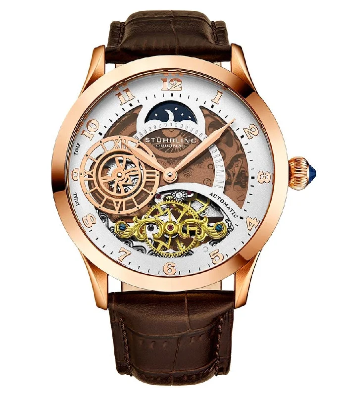 White Dial / Rose Case / Brown Leather Strap Rose Tang Buckle
