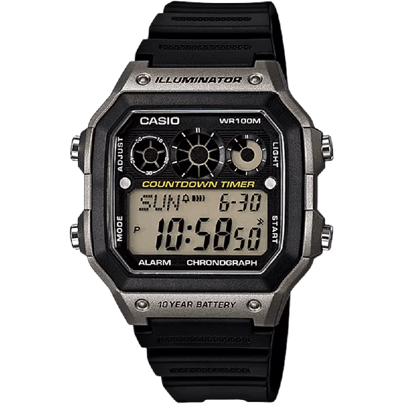 Unisex Durable Watches-Casio AE-1300WH-8AVDF Black Grey Digital Watch