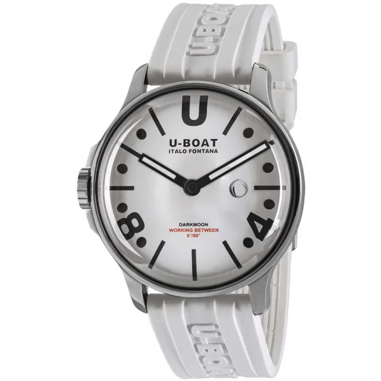 Men's Swiss Engraved Edition-U-Boat Watch Darkmoon 44 White Curve Stainless Steel 9542/A