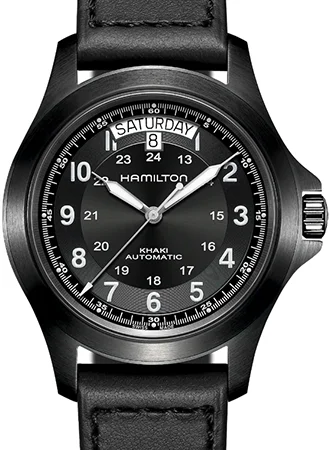 Men's Field Watches Security Features-Khaki Field King Black PVD Ref. H64465733