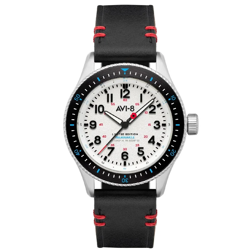 Men's Autumn Style Dress Watches-AVI-8 Flyboy Royal British Legion Falklands White Watch AV-4099-RBL02