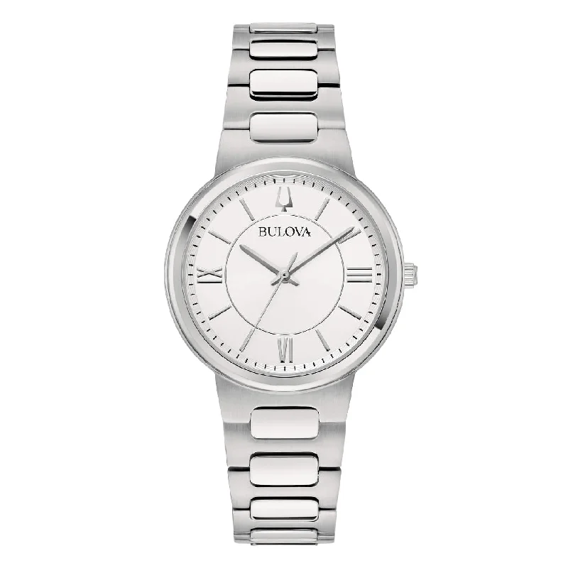 Women's Mechanical Watch Custom-Orologio Bulova 96L334 Classic da donna quadrante bianco