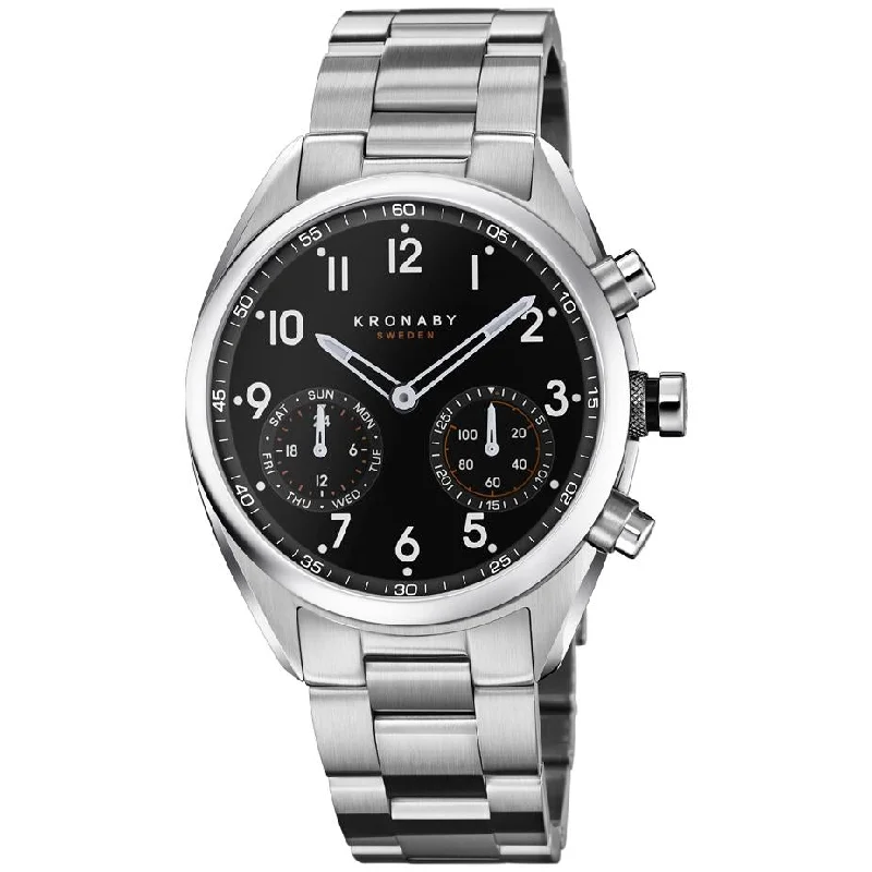 Men's Affordable Slim Watches-Kronaby S3111/1 Men's Black Apex Hybrid Smartwatch