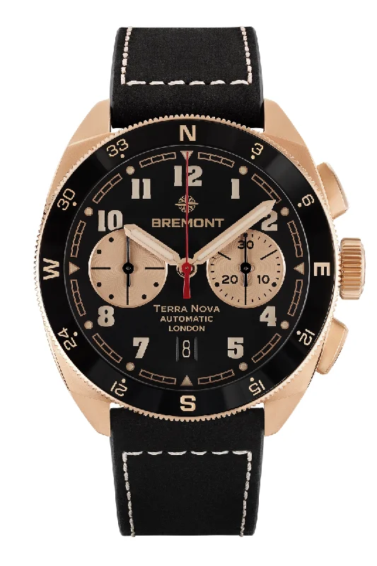 Men's Party Wear Dress Watches-Bremont Terra Nova Jimmy Chin 42.5mm Chronograph Limited Edition TN42JC-CHR-RG-BK-L-S