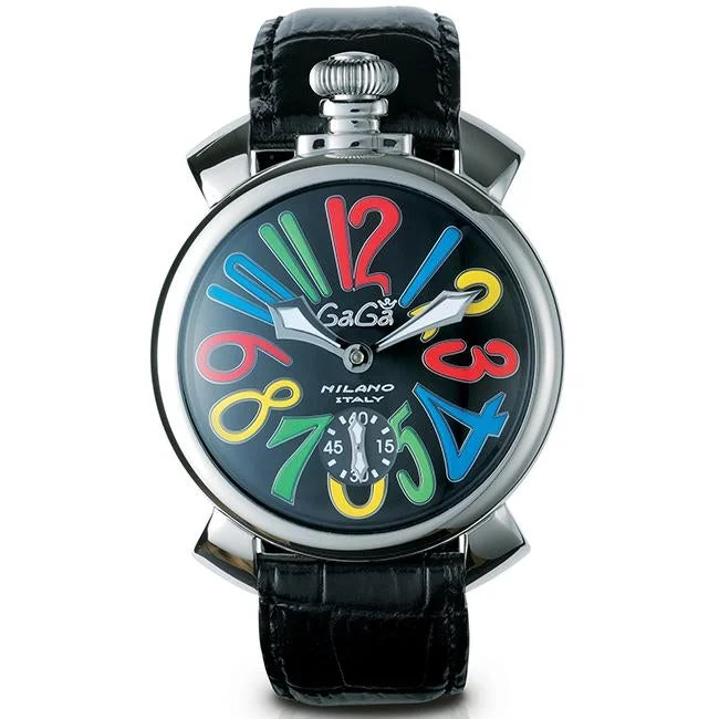 Men's Field Watches Case Replacement-Gaga Milano Men's Black Skeleton Mechanical Watch 5010.02S