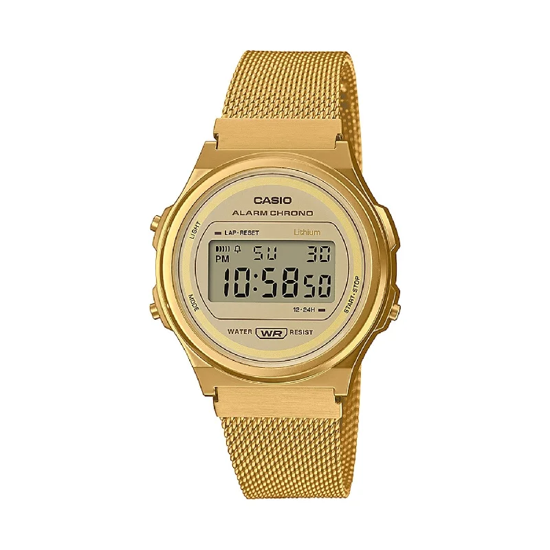 Women's Oval Case Style Mechanical Watches-Casio vintage A171WEMG-9AEF dorato giallo bracciale mesh Women's Oval Case Style Mechanical Watches-Casio vintage A171WEMG-9AEF dorato giallo bracciale mesh