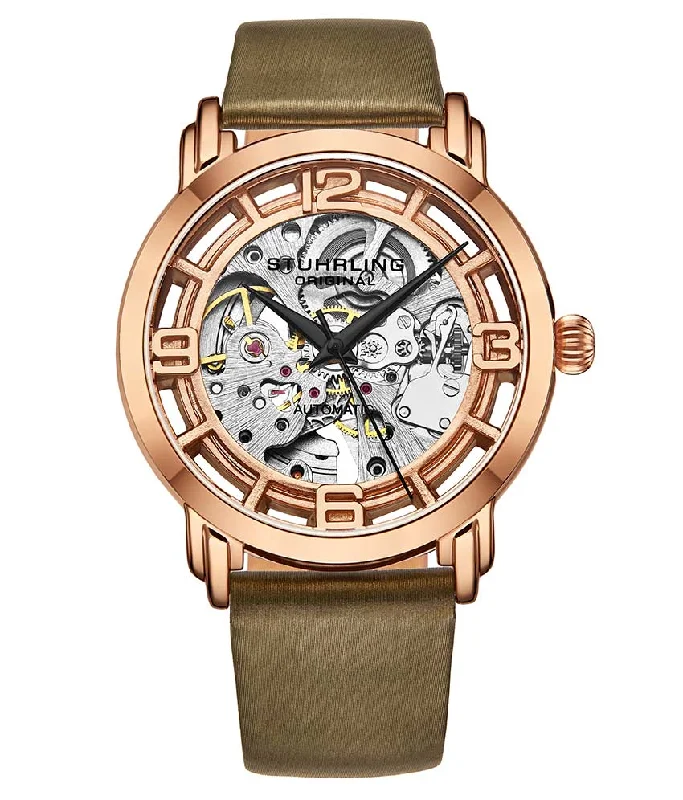 Silver Dial/Rose Case/Brown Leather Strap