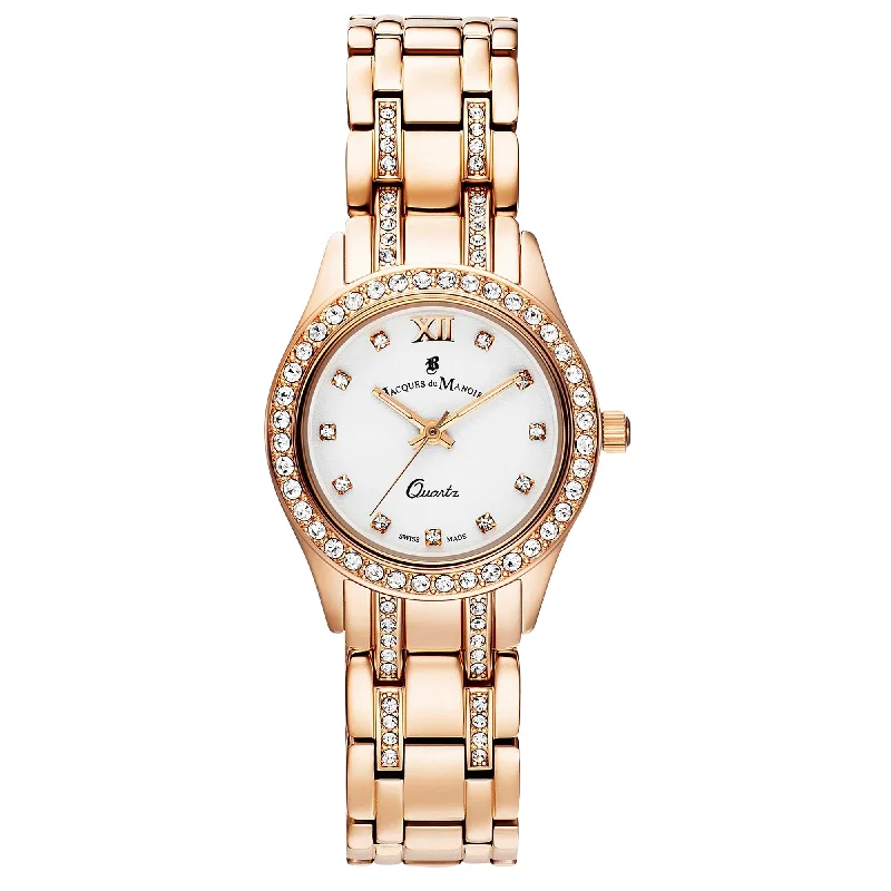 Men's French Made Style Dress Watches-Jacques Du Manoir BAG.03 Ladies 4 Piece Rose Gold Watch