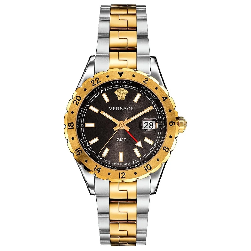 Men's Swiss Occasional Edition-Versace Men's Watch Hellenyium GMT Brown Two-Tone Bracelet V11040015