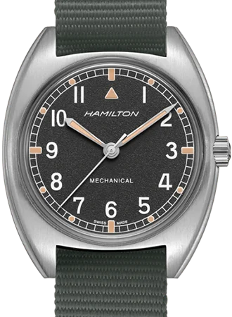 Men's Field Watches Papers-Khaki Pilot Pioneer Mechanical Black - Military Nylon Strap Ref. H76419931