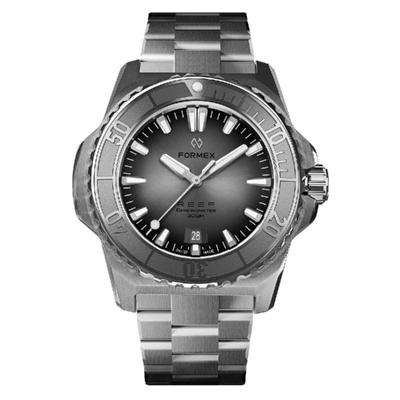 Men's Dive Watches for Underwater Sports Professionals -Formex REEF Automatic Chronometer - Silver Dial / Steel Bezel