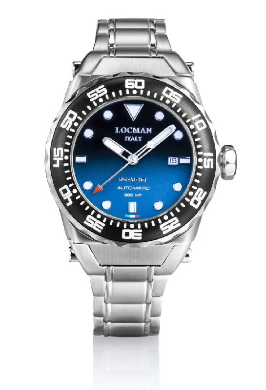 Men's Kinetic Style Sports Watches-Orologio Locman Mare quadrante blu bracciale acciaio 0559A24A-00KBNKB0