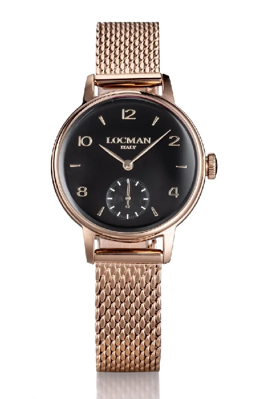 Women's Night Out Style Mechanical Watches-Locman 1960 donna nero dorato rosa con secondi 0258R01R-RRBKRGBR Women's Night Out Style Mechanical Watches-Locman 1960 donna nero dorato rosa con secondi 0258R01R-RRBKRGBR
