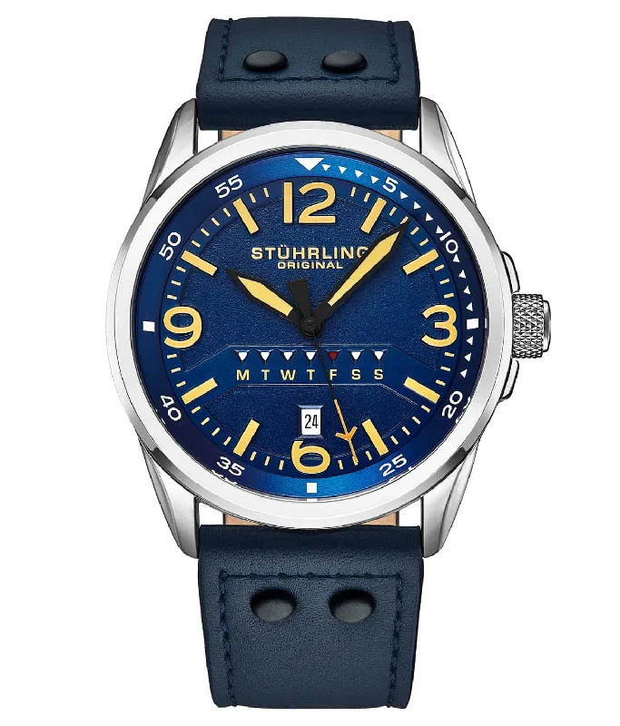 Blue Dial / Silver Case / Blue Leather Strap Silver Tang Buckle