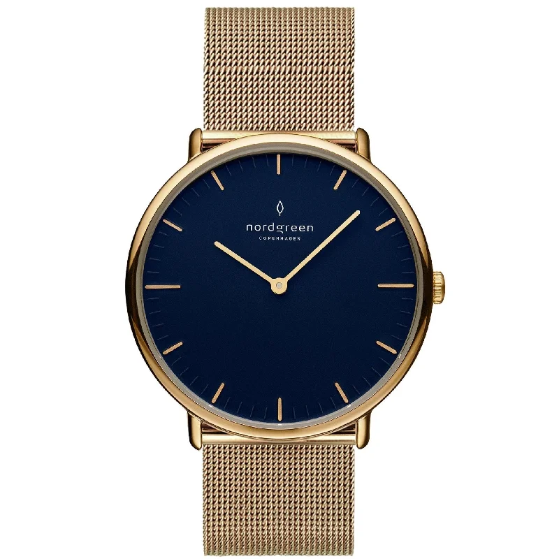 Dress Watches for Men Online-Nordgreen Native Gold Mesh 32mm Gold Case Watch