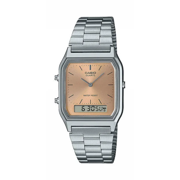 Unisex Elegant Design Watches-Casio Watch Vintage Retro Dual Time Steel AQ-230A-4AMQYDF