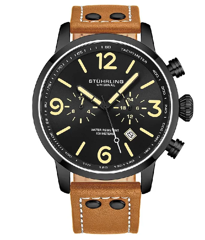 Black Dial/Black Case/Tan Leather Strap