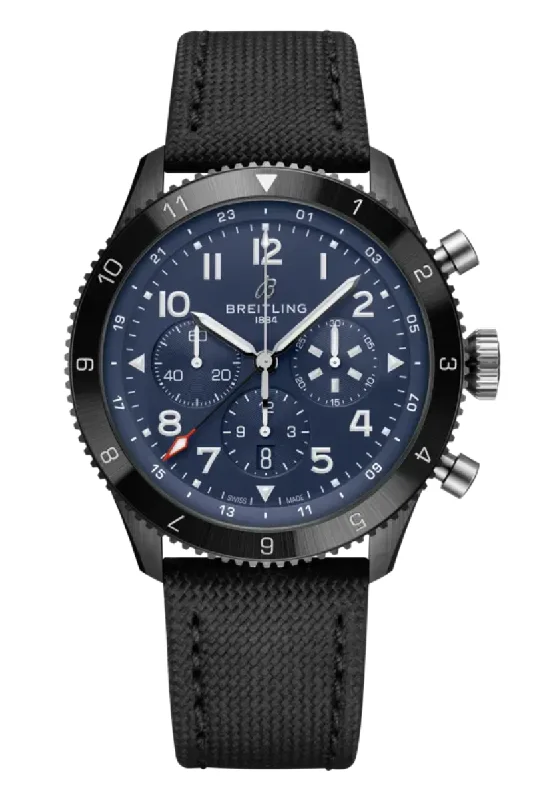 Men's Analog Style Dress Watches-Breitling Super AVI B04 Chronograph GMT Corsair Night Fighter SB04452A1C1X1