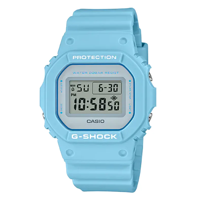 Unisex Square Case Style Watches-Casio G-Shock Watch Matte Blue DW-5600SC-2DR