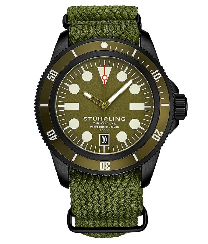 Green Dial / Black Case / Green Nylon Strap Black Tang Buckle