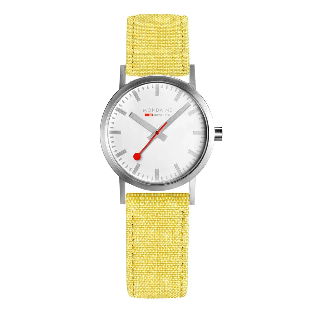 Men's Designer Style Men's Watches-Mondaine Ladies Watch Classic White Modern Yellow A658.30323.17SBE