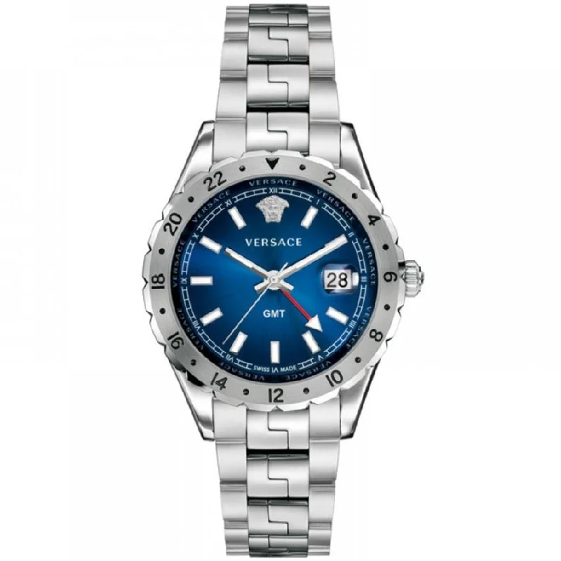 Men's Swiss Winter Edition-Versace Men's Watch Hellenyium GMT Blue Bracelet V11010015