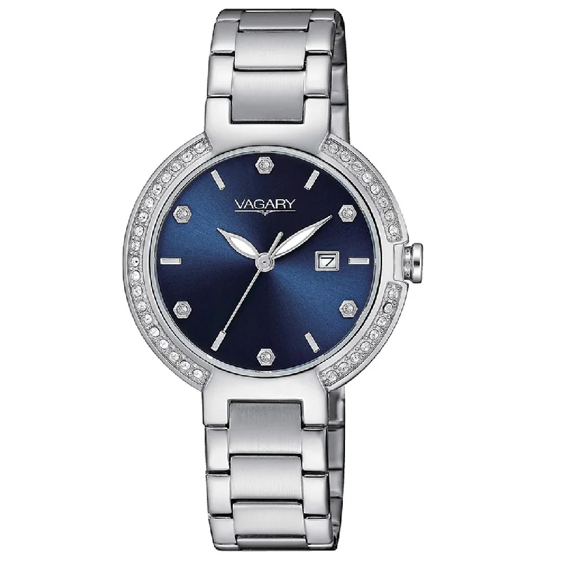 Women's Mechanical Watch Romantic Dinner Edition-Orologio Vagary Flair da donna blu con cristalli in acciaio IU2-511-71