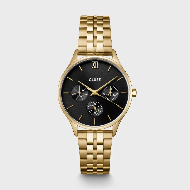 Women's Unique Shape Style Mechanical Watches-Minuit Multifunction Watch Steel, Black, Gold Colour
