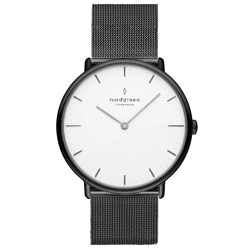 Men's Stylish Dress Watches-Nordgreen Native Gun Metal Mesh 36mm Gun Metal Case Watch