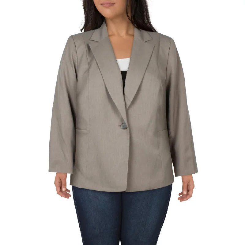 Le Suit Womens Plus Notch Collar Work Wear One-Button Blazer