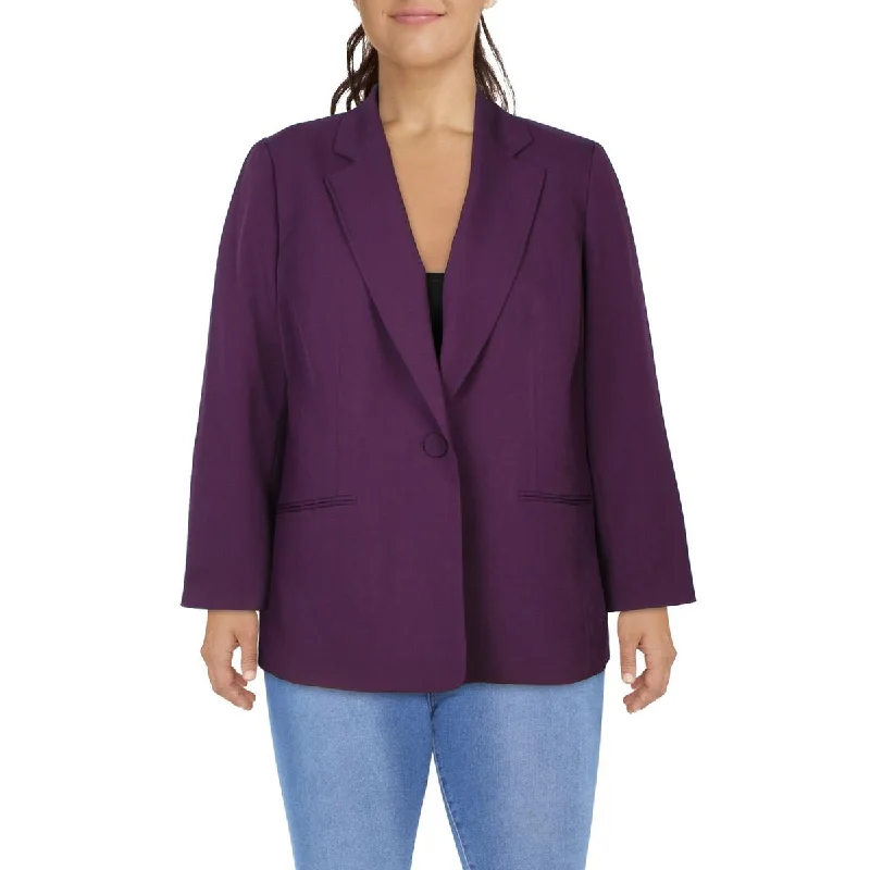 Le Suit Womens Plus Solid  One-Button Blazer