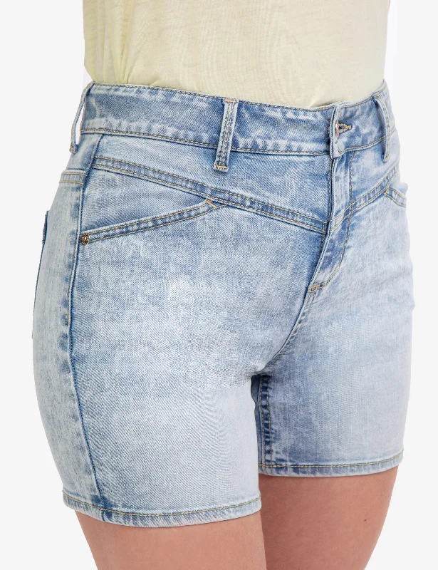 HIGH RISE VINTAGE YOKE DENIM SHORTS