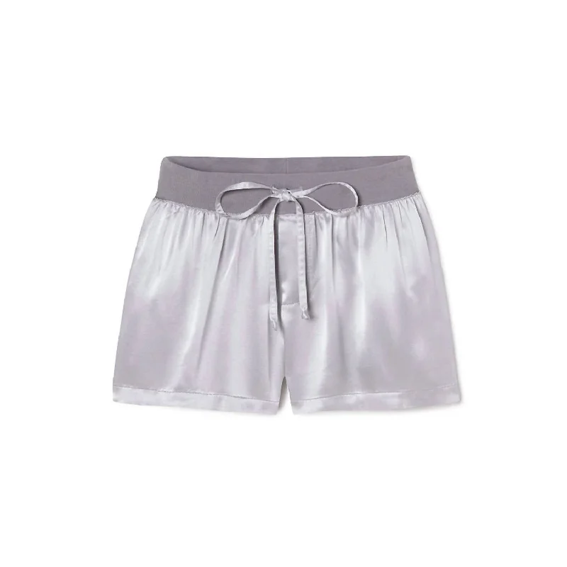 Mikel Satin Boxer Short With Draw String In Dark Silver