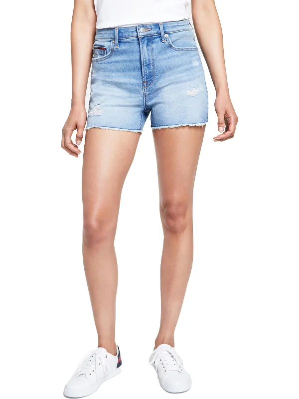 Womens High Rise Mini Denim Shorts