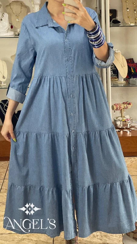 Button Down Maxi Denim Dress