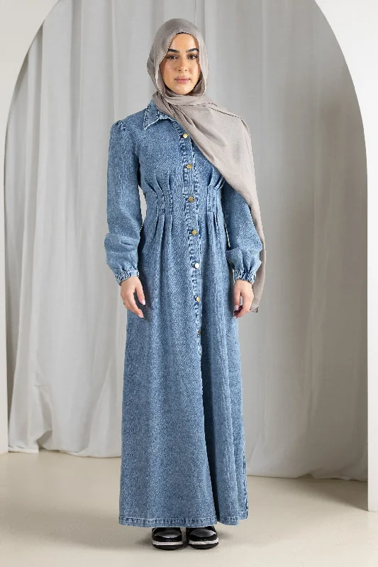 Roya Detailed Denim Dress