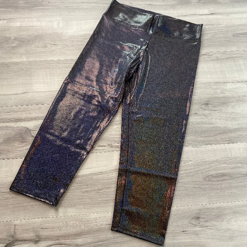 SALE - XL - Black Holographic Cropped Capri Leggings Pants