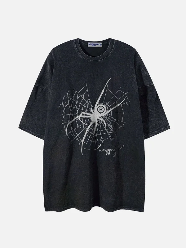 Aelfric Eden Spider Web Print Washed Tee