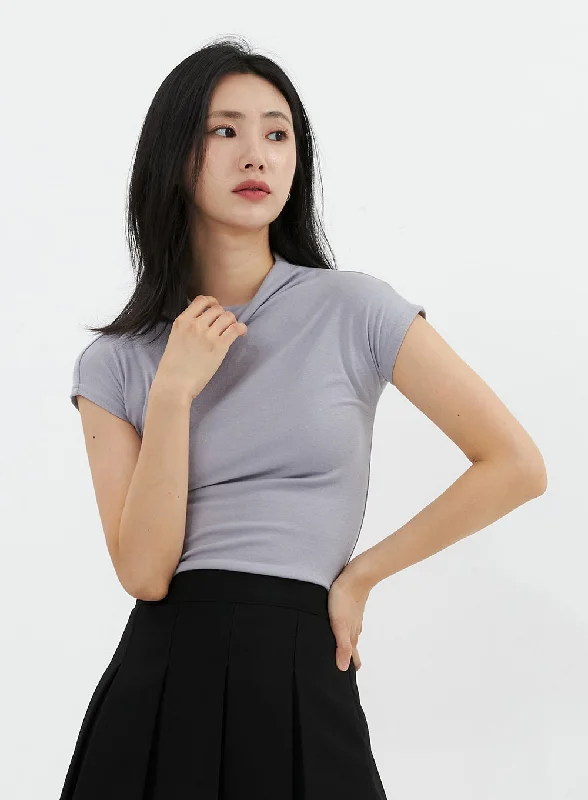 Cap Sleeve Mock Neck Top OO305