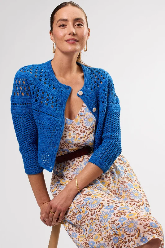 Crochet Cardigan - Cobalt Blue