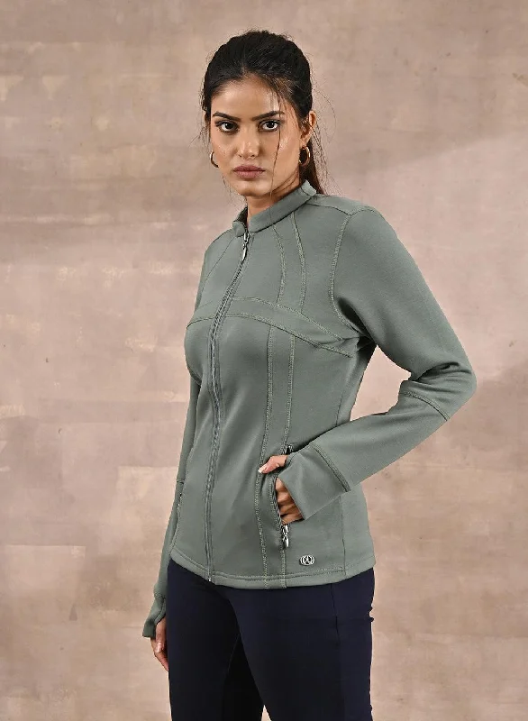 green-long-sleeve-jacket-with-decorative-cuts