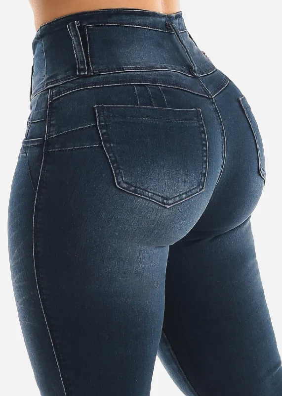 High Waisted Butt Lift Dark Wash Skinny Jeans