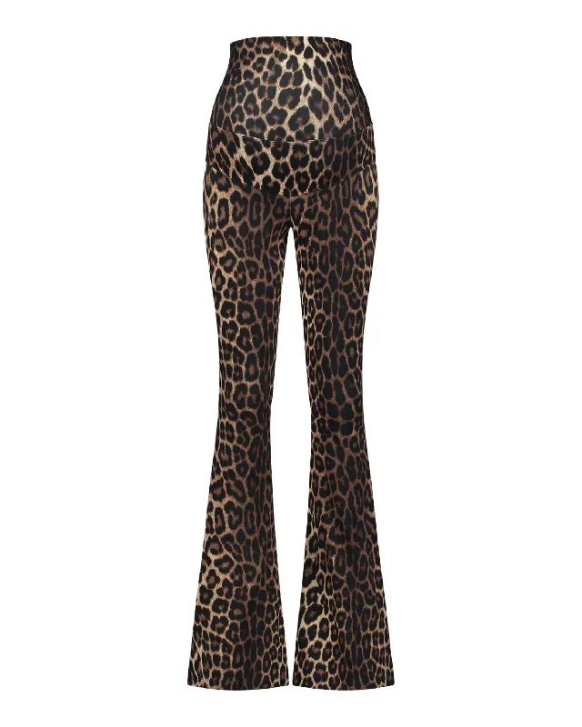 Leopard Maternity Flared Broek | Brown