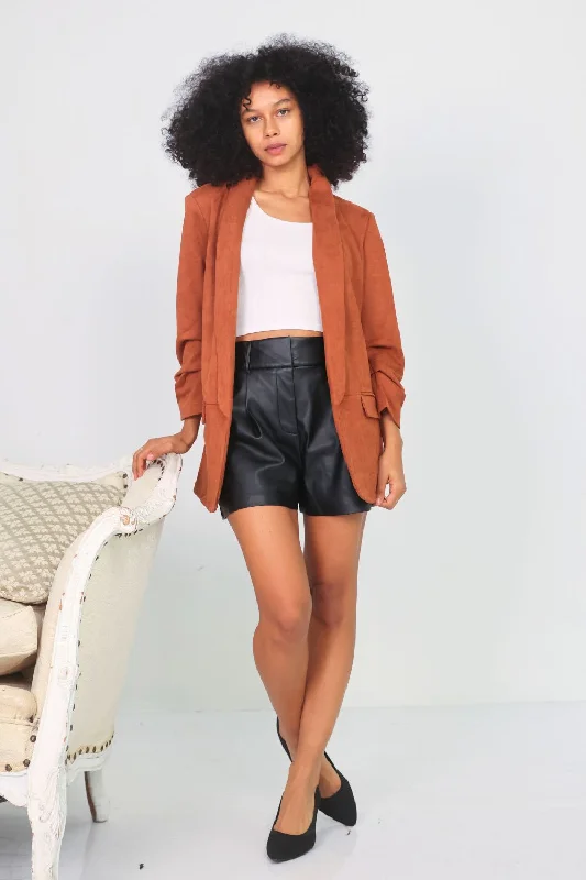 Petite Faux Suede Jacket (Camel)