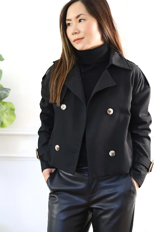 Petite Utility Cropped Jacket (Black)