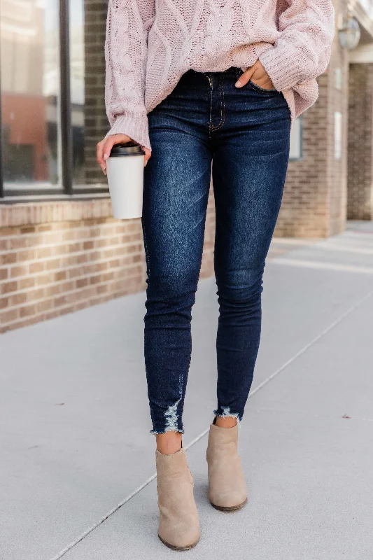 The Kristy Dark Wash Distressed Skinny Jeans